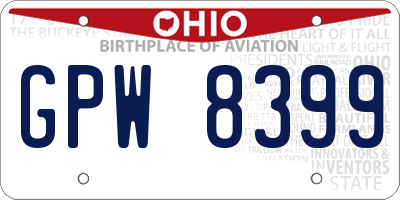 OH license plate GPW8399