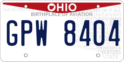 OH license plate GPW8404