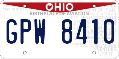 OH license plate GPW8410