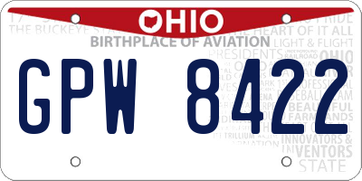 OH license plate GPW8422