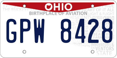 OH license plate GPW8428