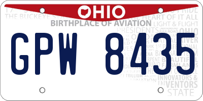 OH license plate GPW8435