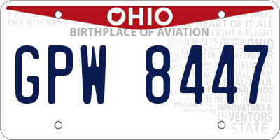 OH license plate GPW8447