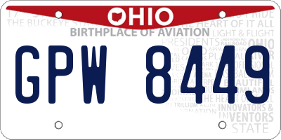 OH license plate GPW8449