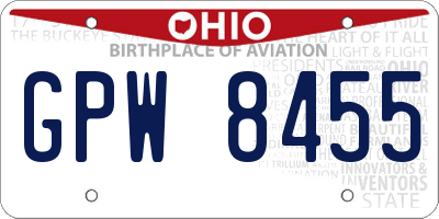 OH license plate GPW8455