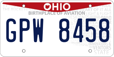 OH license plate GPW8458