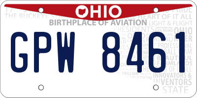 OH license plate GPW8461
