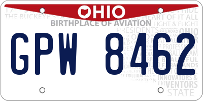 OH license plate GPW8462
