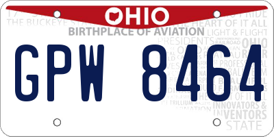 OH license plate GPW8464