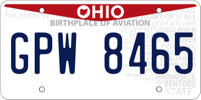 OH license plate GPW8465