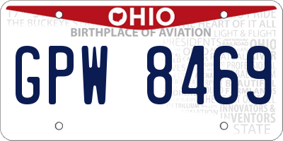 OH license plate GPW8469
