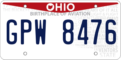 OH license plate GPW8476