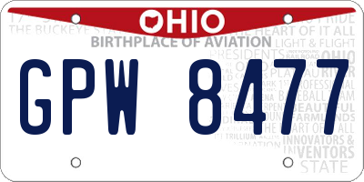 OH license plate GPW8477