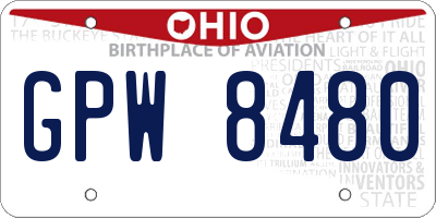 OH license plate GPW8480