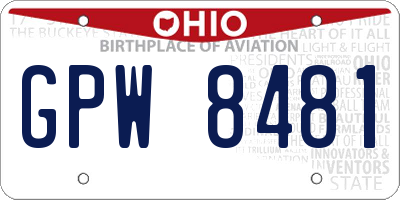 OH license plate GPW8481