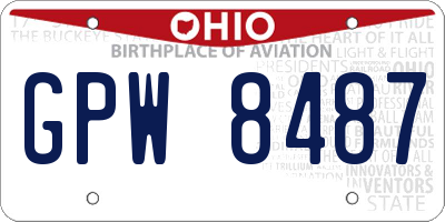 OH license plate GPW8487