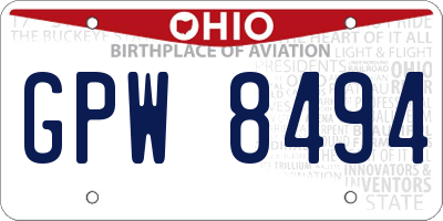 OH license plate GPW8494
