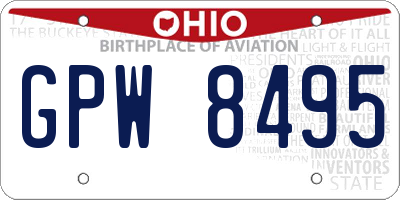 OH license plate GPW8495
