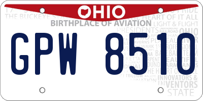 OH license plate GPW8510