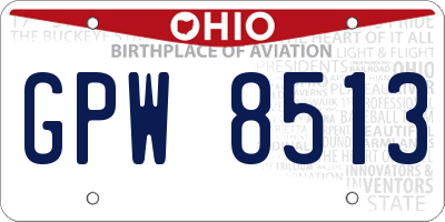 OH license plate GPW8513