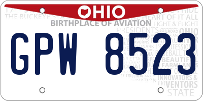 OH license plate GPW8523