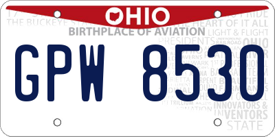 OH license plate GPW8530