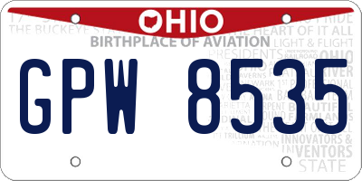OH license plate GPW8535