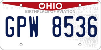 OH license plate GPW8536