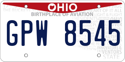 OH license plate GPW8545
