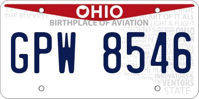 OH license plate GPW8546