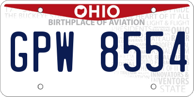 OH license plate GPW8554