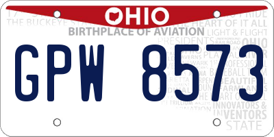 OH license plate GPW8573