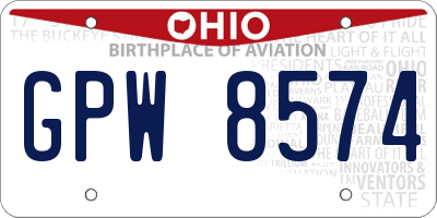 OH license plate GPW8574