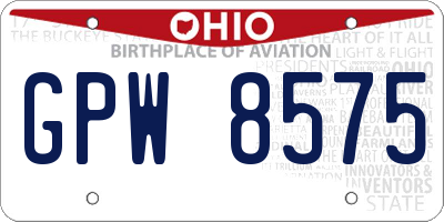 OH license plate GPW8575