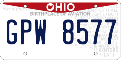 OH license plate GPW8577