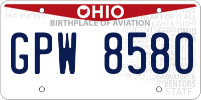 OH license plate GPW8580