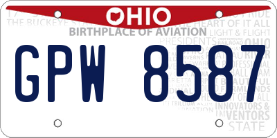 OH license plate GPW8587