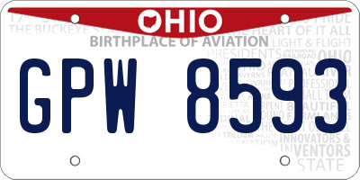 OH license plate GPW8593