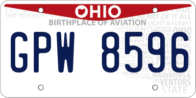 OH license plate GPW8596