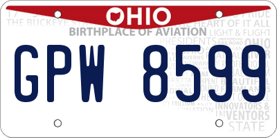 OH license plate GPW8599