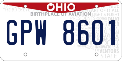 OH license plate GPW8601