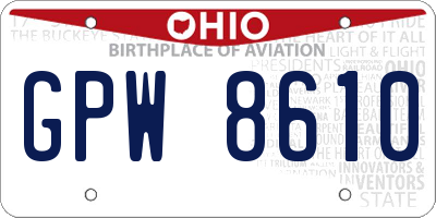 OH license plate GPW8610