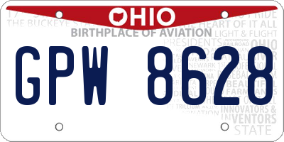OH license plate GPW8628