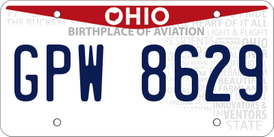 OH license plate GPW8629