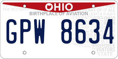OH license plate GPW8634