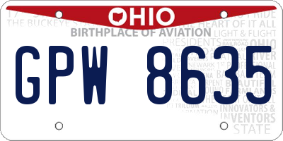 OH license plate GPW8635