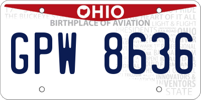 OH license plate GPW8636