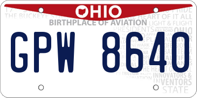 OH license plate GPW8640