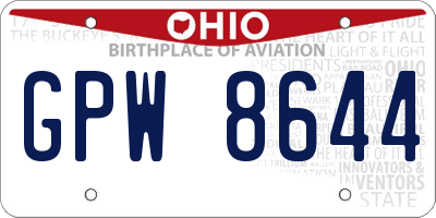 OH license plate GPW8644
