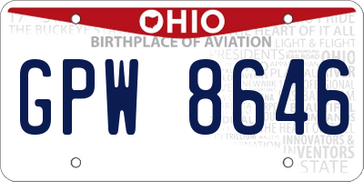 OH license plate GPW8646